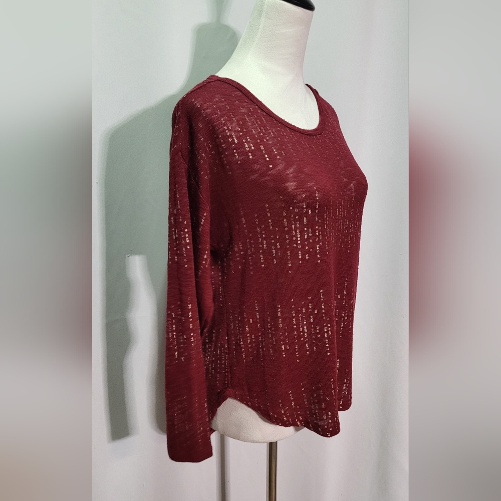 No Boundaries Juniors Burgundy Red Long Sleeve Tunic Top Size Small (3-5) - Picture 4 of 9